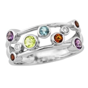 Bubble Cluster Statement Ring | 925 Sterling Silver | Mixed Gemstone Dome Ring | Cocktail