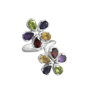 Tree of Life Fire Opal Ring | 925 Sterling Silver | Multi Opal Statement Ring | Nature Jewelry