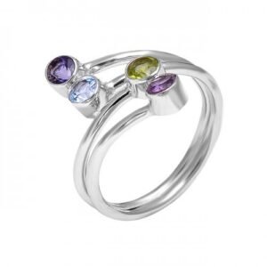 Turquoise Sugilite Cocktail Ring | 925 Sterling Silver | Boho Statement Ring for Women