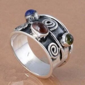 Designer Multi Gemstone Cocktail Ring | 925 Sterling Silver | Artisan Statement Ring for Women
