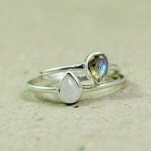 Wide Band Spiral Multi Stone Ring | 925 Sterling Silver | Lapis Garnet Peridot | Boho Jewelry