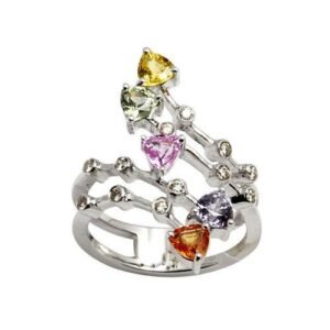 Multi Sapphire Blue Gemstone Ring | 925 Sterling Silver | Cluster Floral Ring for Women