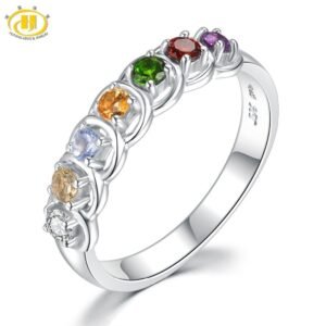 Natural Multi Gemstone Engagement Ring | 925 Sterling Silver | Colorful Gemstone Bridal Ring